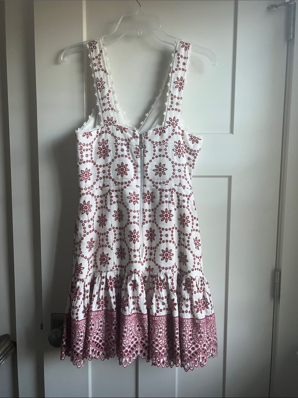 Alexis White Mini Sundress with Red Floral Embroidery - Picture 5 of 6
